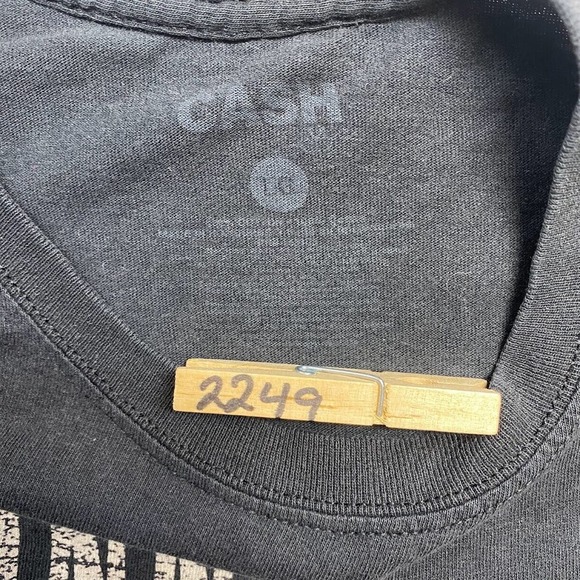Johnny Cash Man In Black Tee Thrifted Vintage Style Size L - Picture 10 of 10